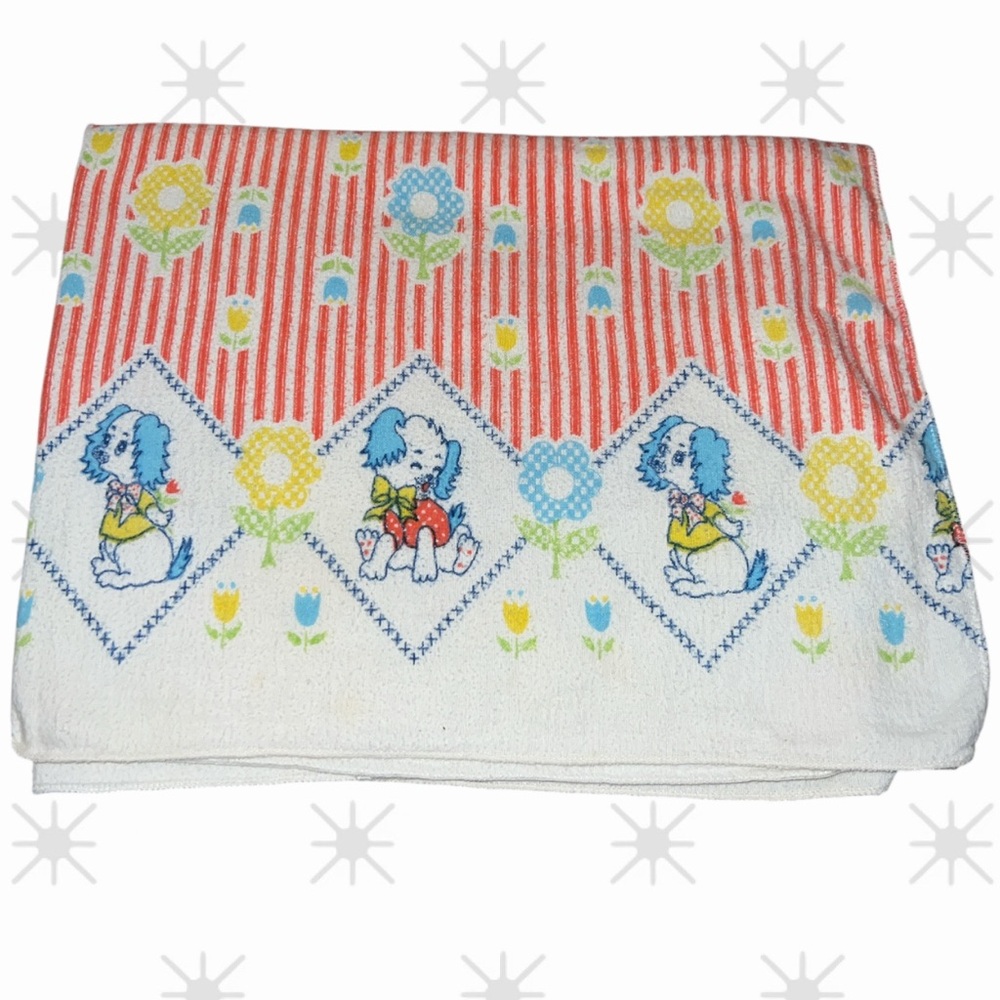 VTG Riegel Cares Babycare Cotton Baby Receiving Blanket Pastel Puppies Flowers